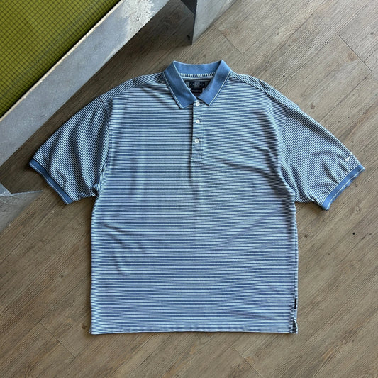 1990s - Y2k | NIKE Golf Striped Blue Dri-Fit Polo Shirt sz XL