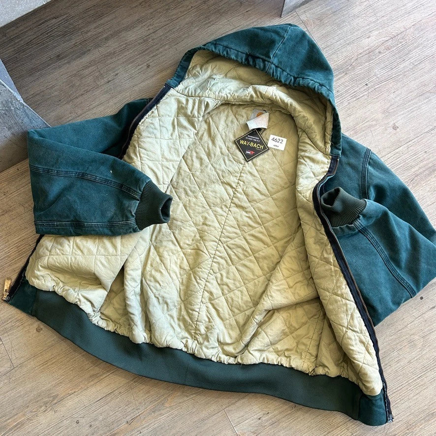 CARHARTT | 1990s Vintage Faded Green Hooded Arctic Active Jacket sz L