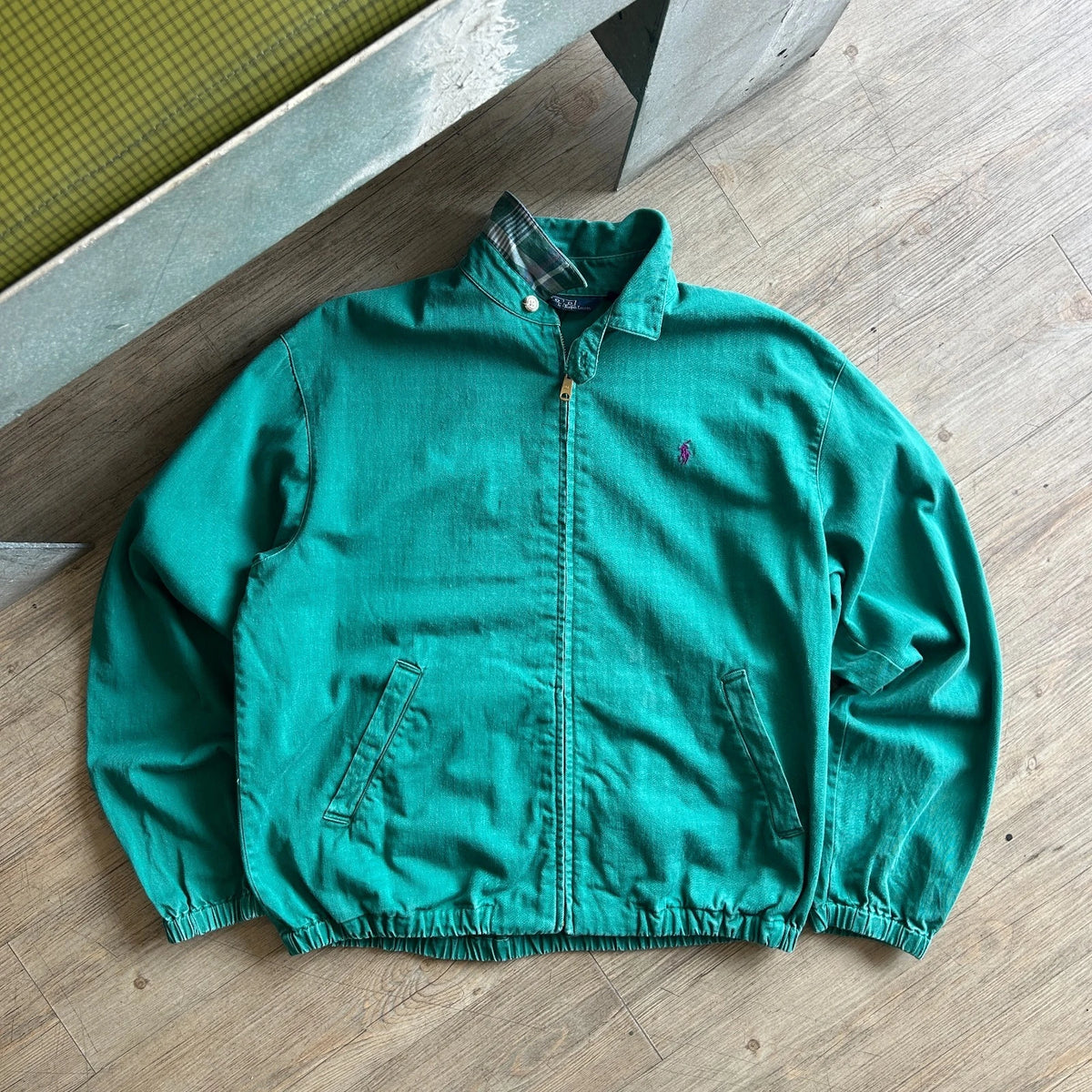 1990s | Polo by Ralph Lauren Teal Green Vintage Harrington Jacket sz M