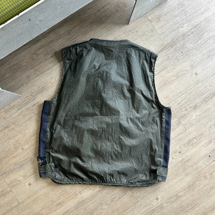 1996 STONE ISLAND | Reversible Ripstop Utility Vest Jacket sz L