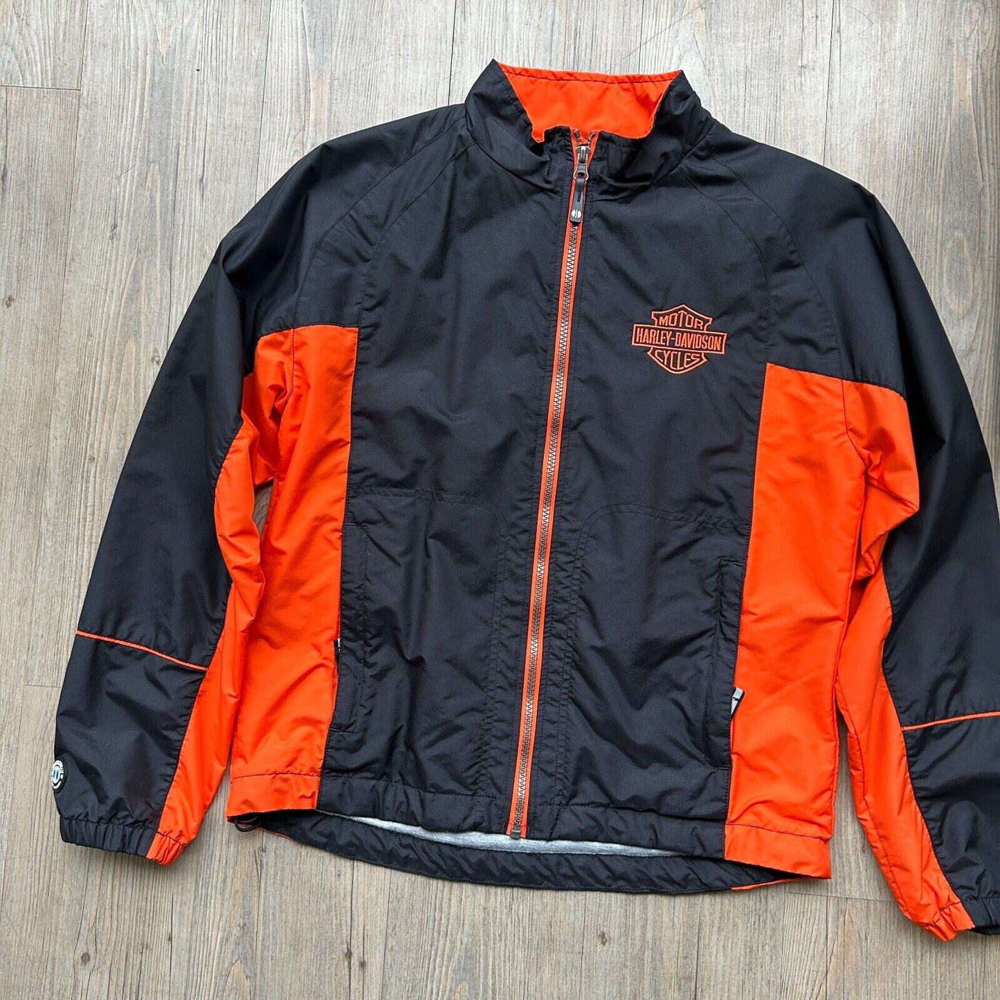 VINTAGE | Harley Davidson Nylon Biker Windbreaker Jacket sz L Ladies / Sm Adult