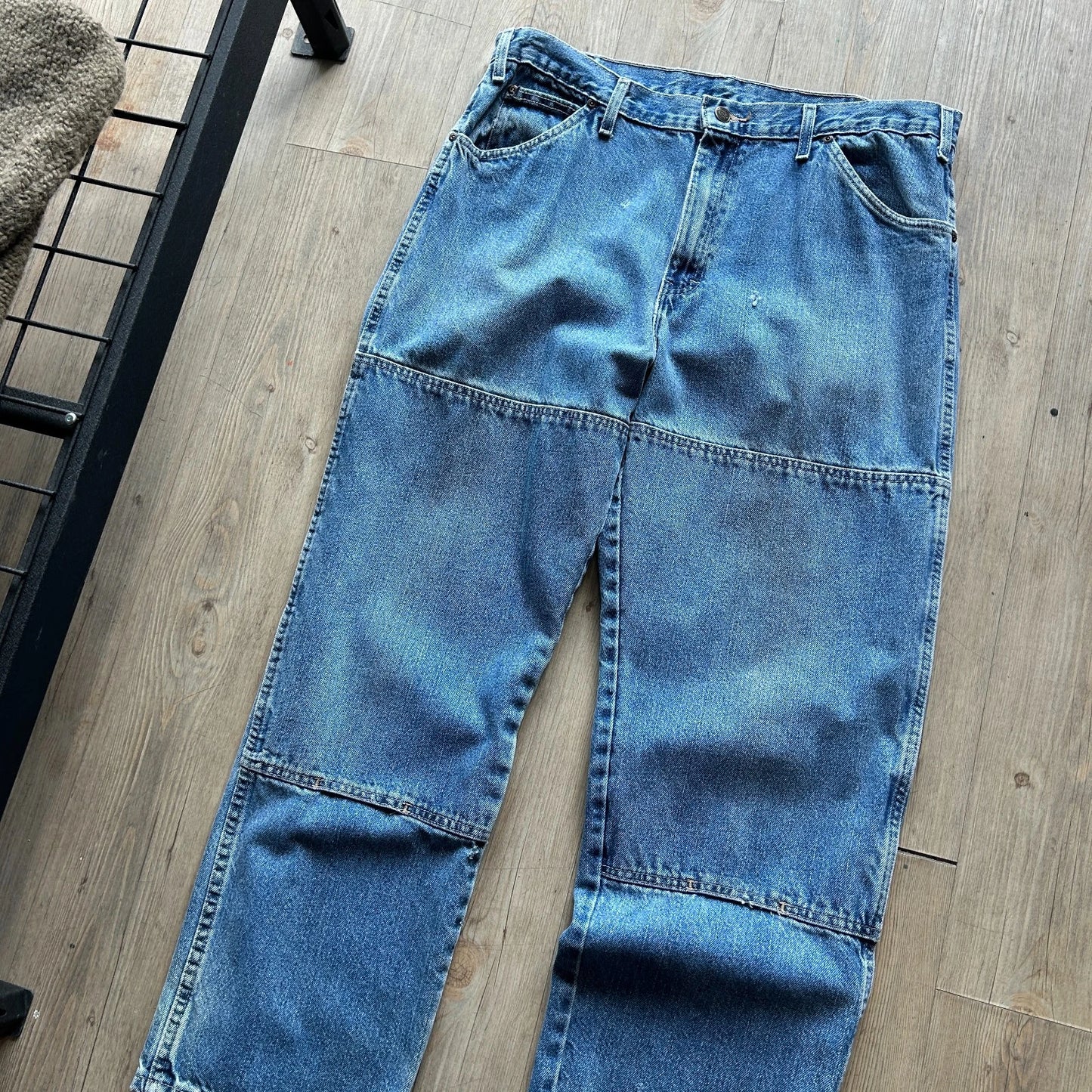 VINTAGE | Dickies Faded Blue Baggy Double Knee Jeans Pants sz W35 L30
