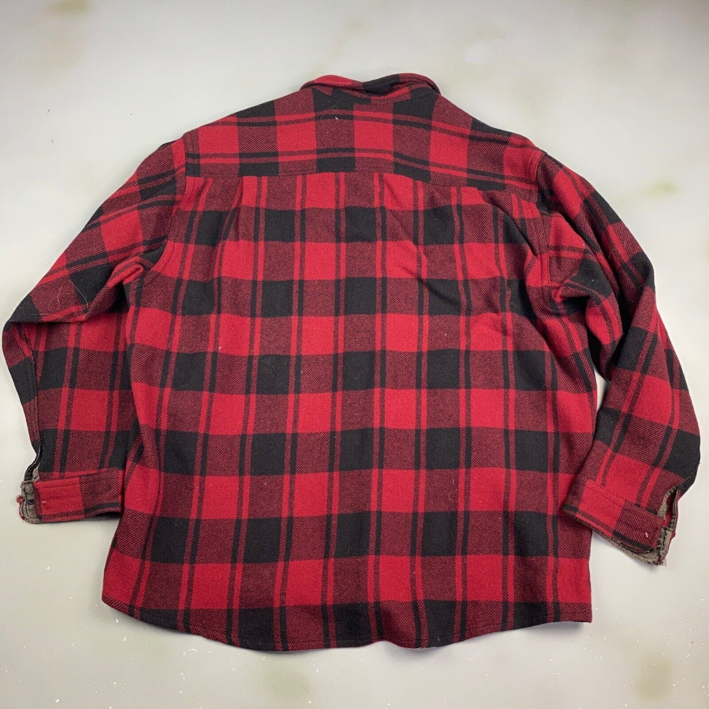 VINTAGE 90s L.L Bean Red Wool Blend Plaid Flannel Button Up Shirt sz XL Adult