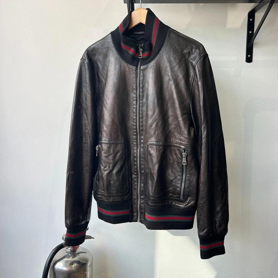 GUCCI by Tom Ford | Web Line Vintage Leather Jacket sz 56