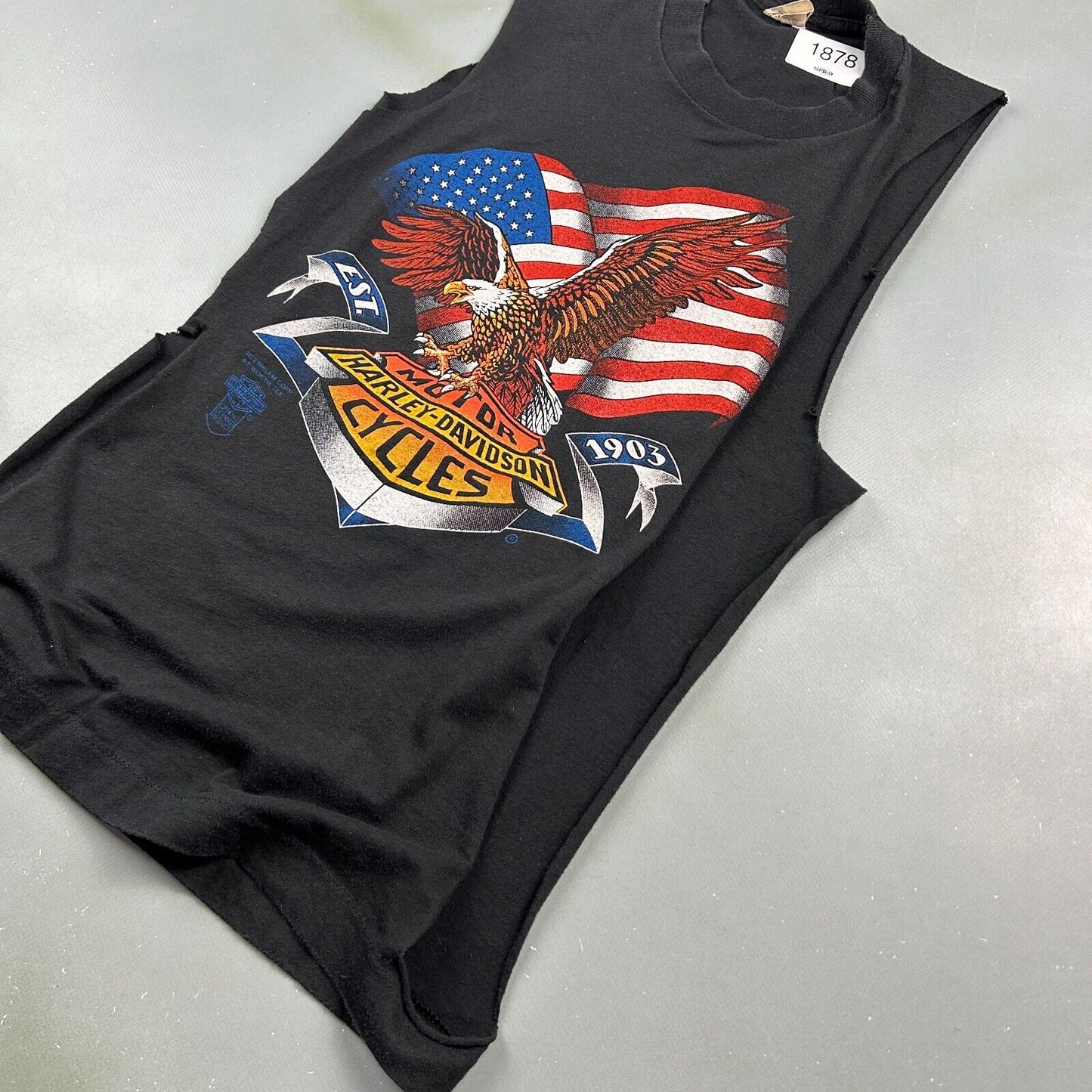 VINTAGE 90s | Harley Davidson Motorcycles 3D Emblem Sleeveless T-Shirt sz Sm