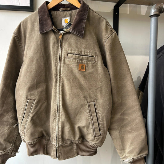 VINTAGE | Carhartt Corduroy Collar Sun Faded Western Bomber Jacket sz L