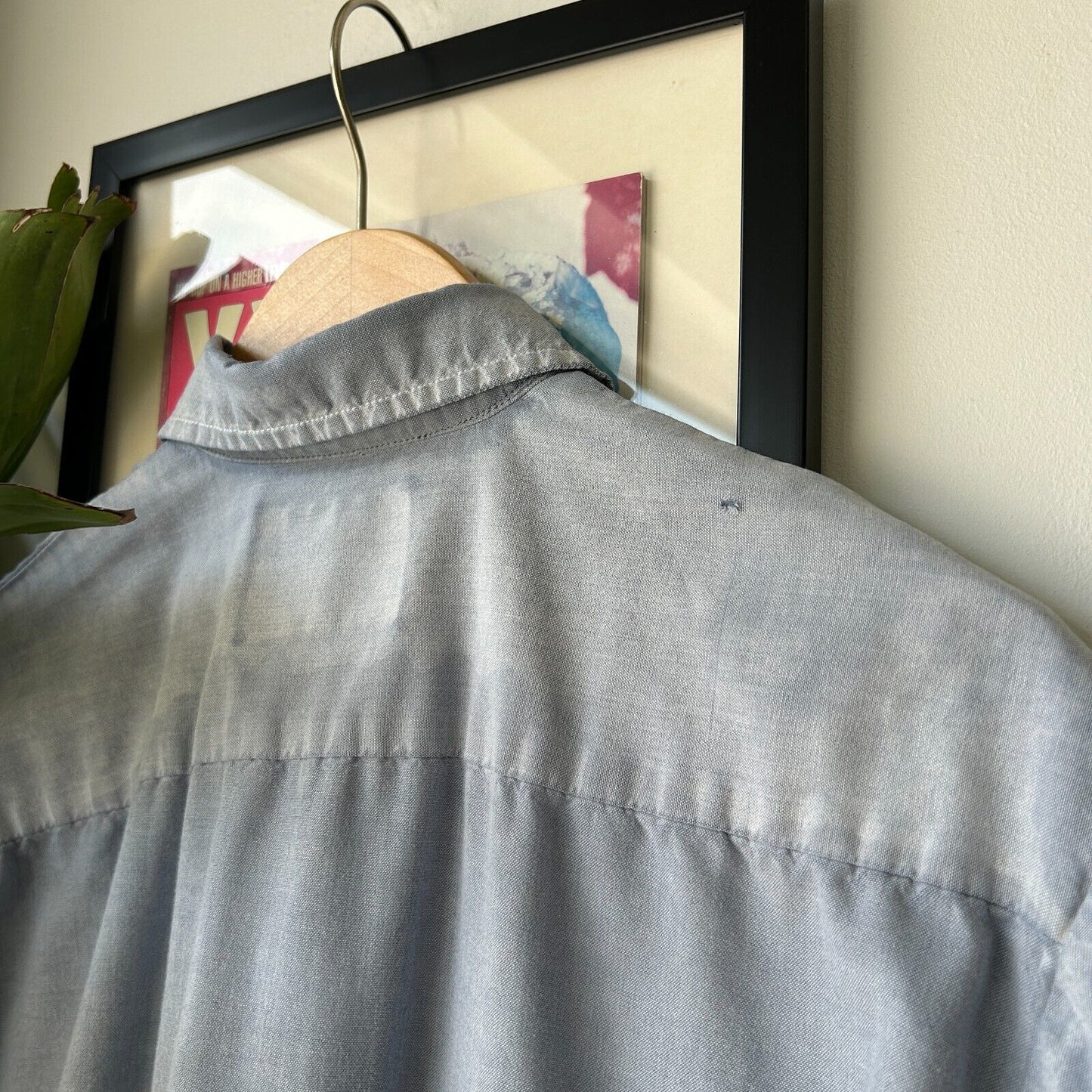 VINTAGE | Dickies Faded Blue Short Sleeve Button Snap Shirt sz M