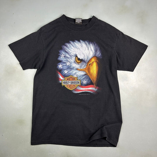 VINTAGE 1992 | Harley Davidson Motor Cycles Eagle 3D EMBLEM T-Shirt sz L Adult