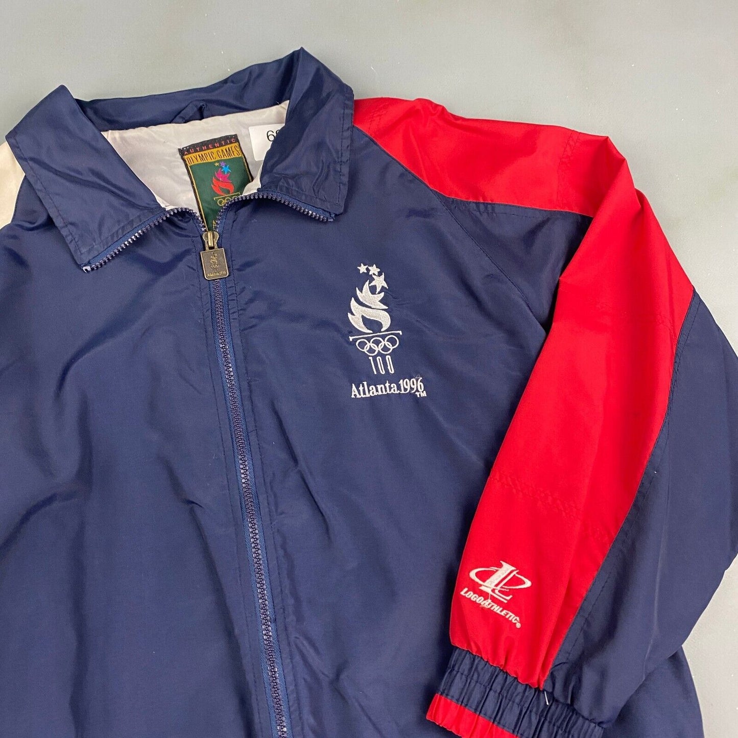 VINTAGE 90s Atlanta USA Olympics Logo Athletic ZipUp Windbreaker Jacket sz L Men
