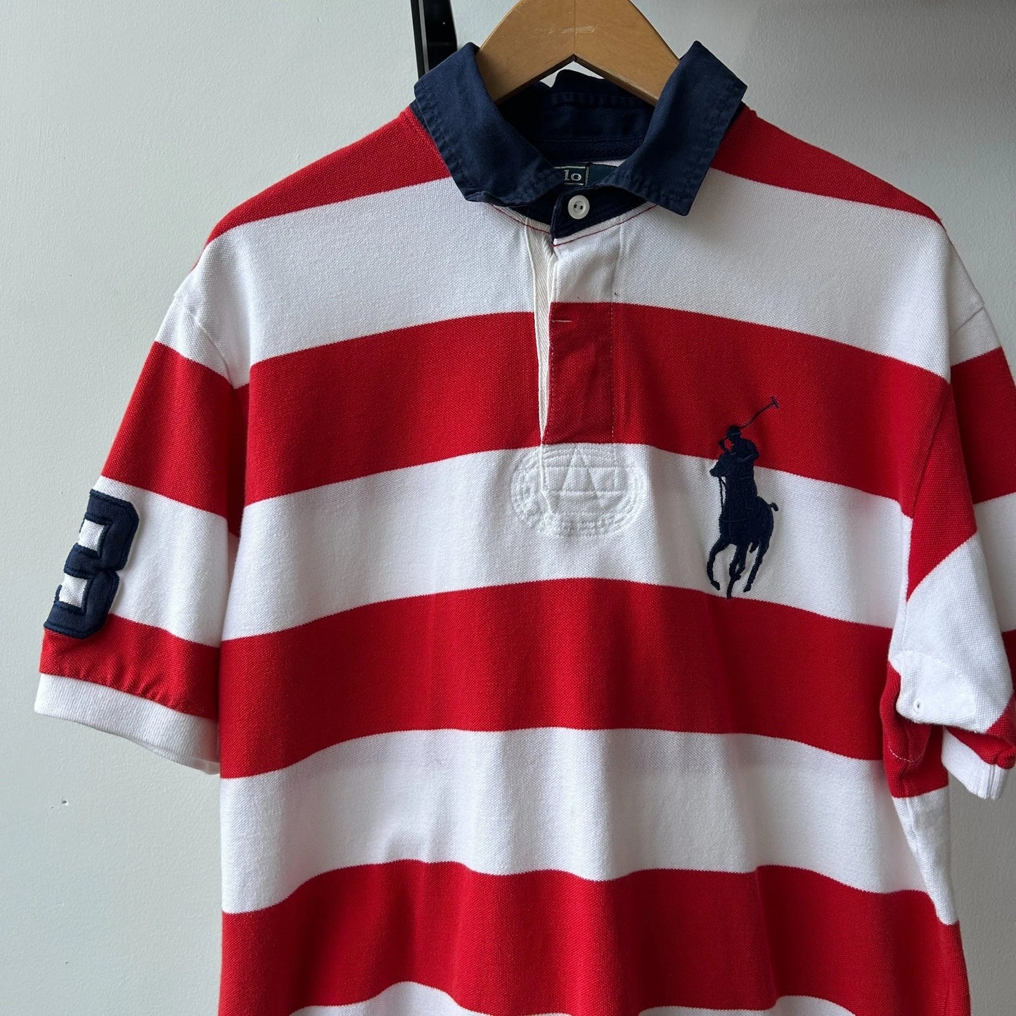 VINTAGE Y2k | Ralph Lauren Big Pony #3 Striped Polo Shirt sz L