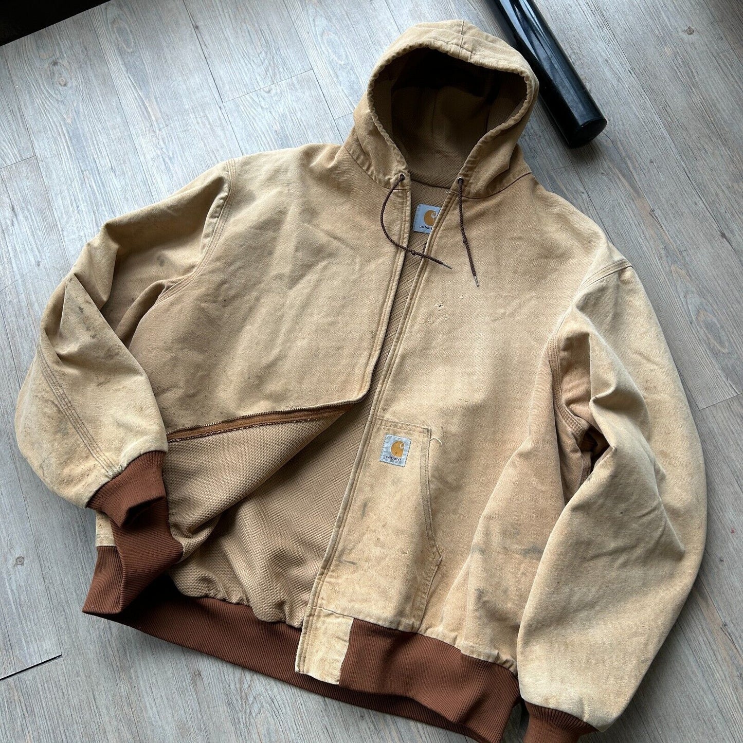VINTAGE | CARHARTT Sun Faded Thermal Lined Hooded Workwear Jacket sz 4XL Adult