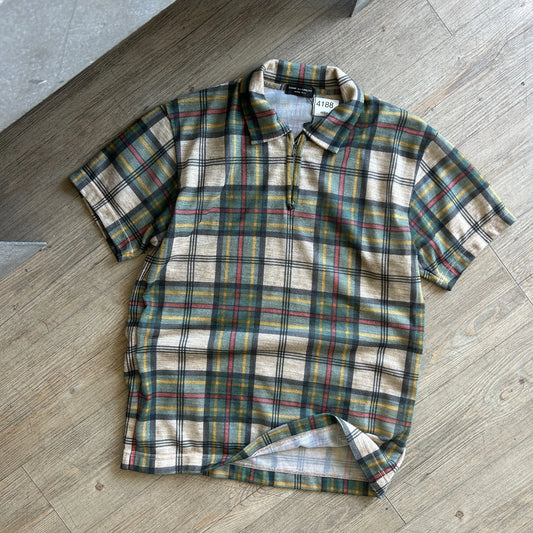 VINTAGE 1996 | Comme des Garcons Homme Plus Plaid 1/4 Zip Polo Shirt sz S/M