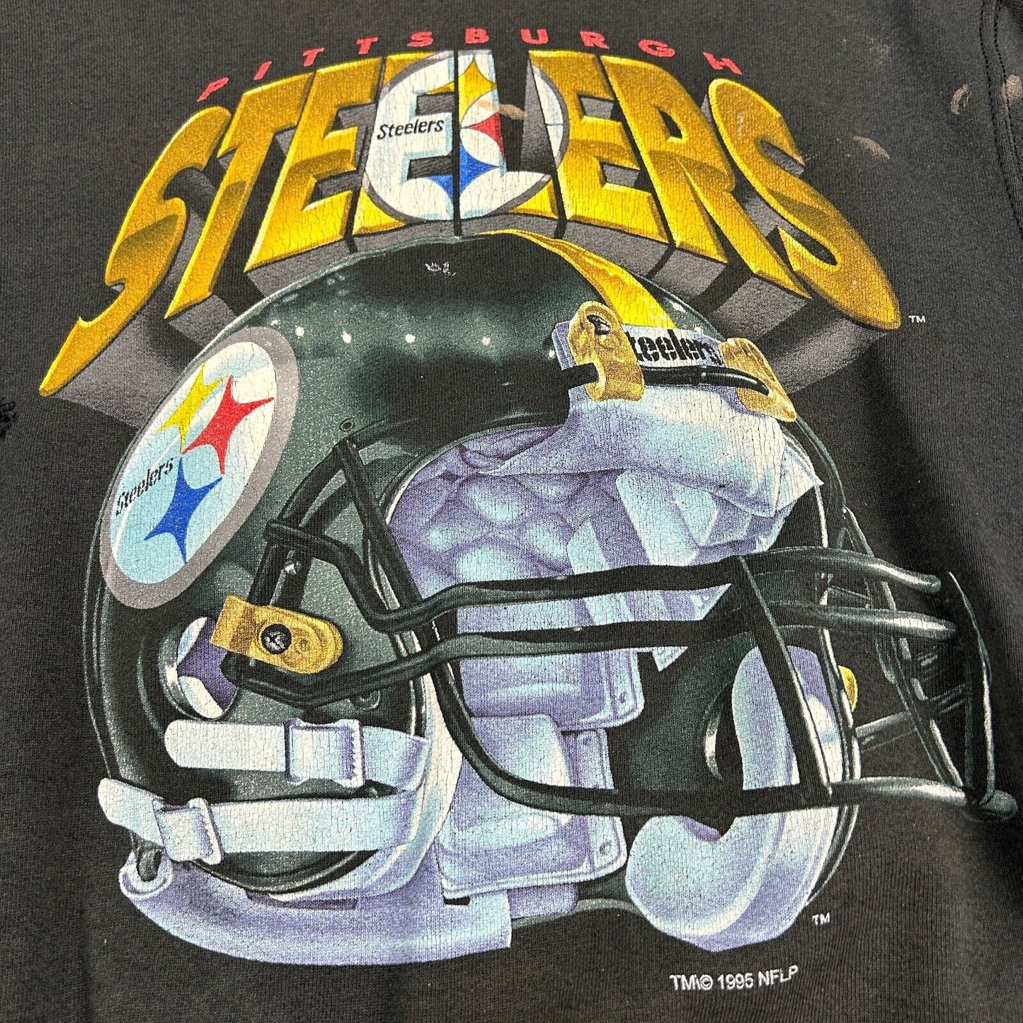 VINTAGE 1995 Pittsburgh Steelers Big Helmet Football Crewneck Sweater sz M Adult