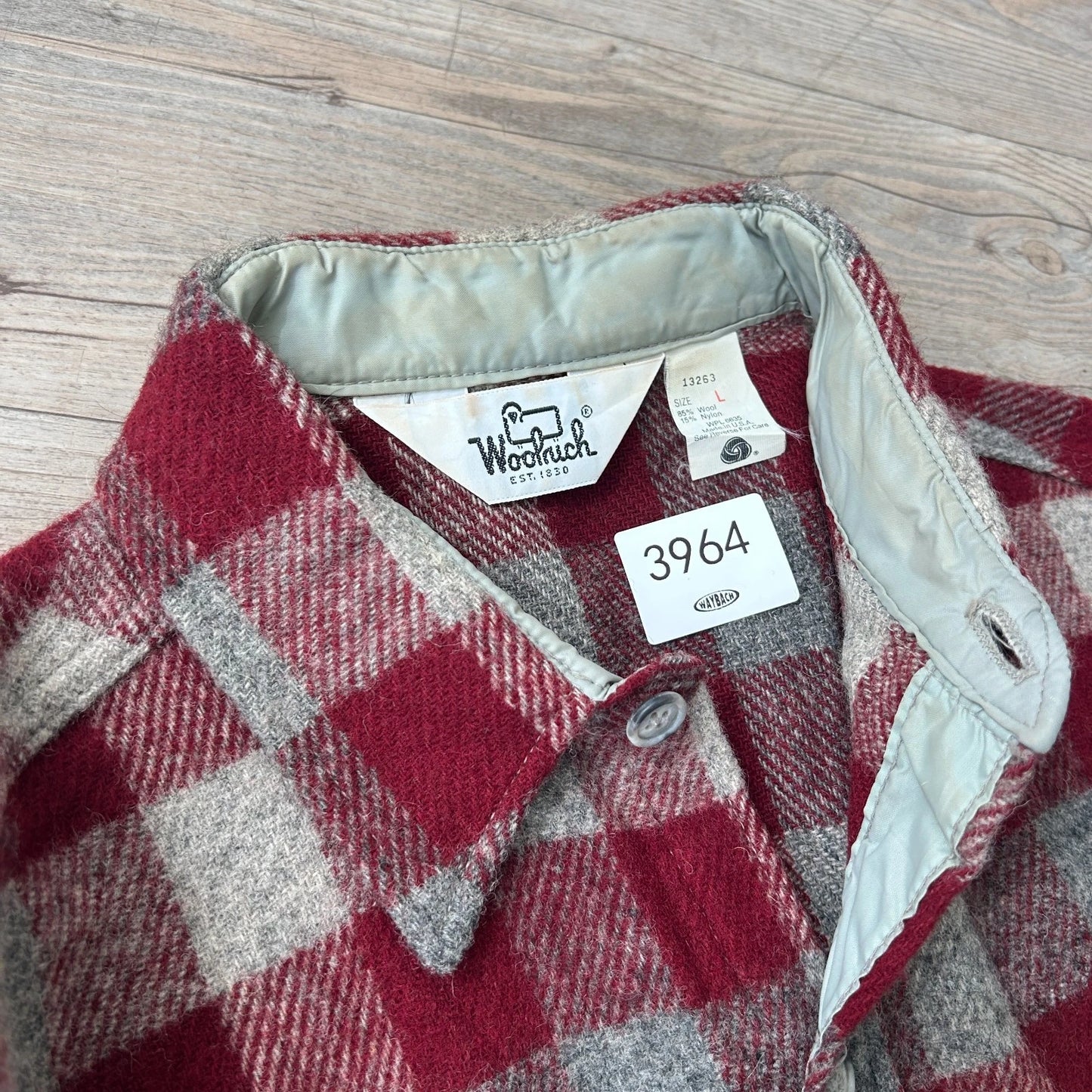VINTAGE | Woolrich Check Plaid Wool Nylon Flannel Button Down Shirt sz L/XL
