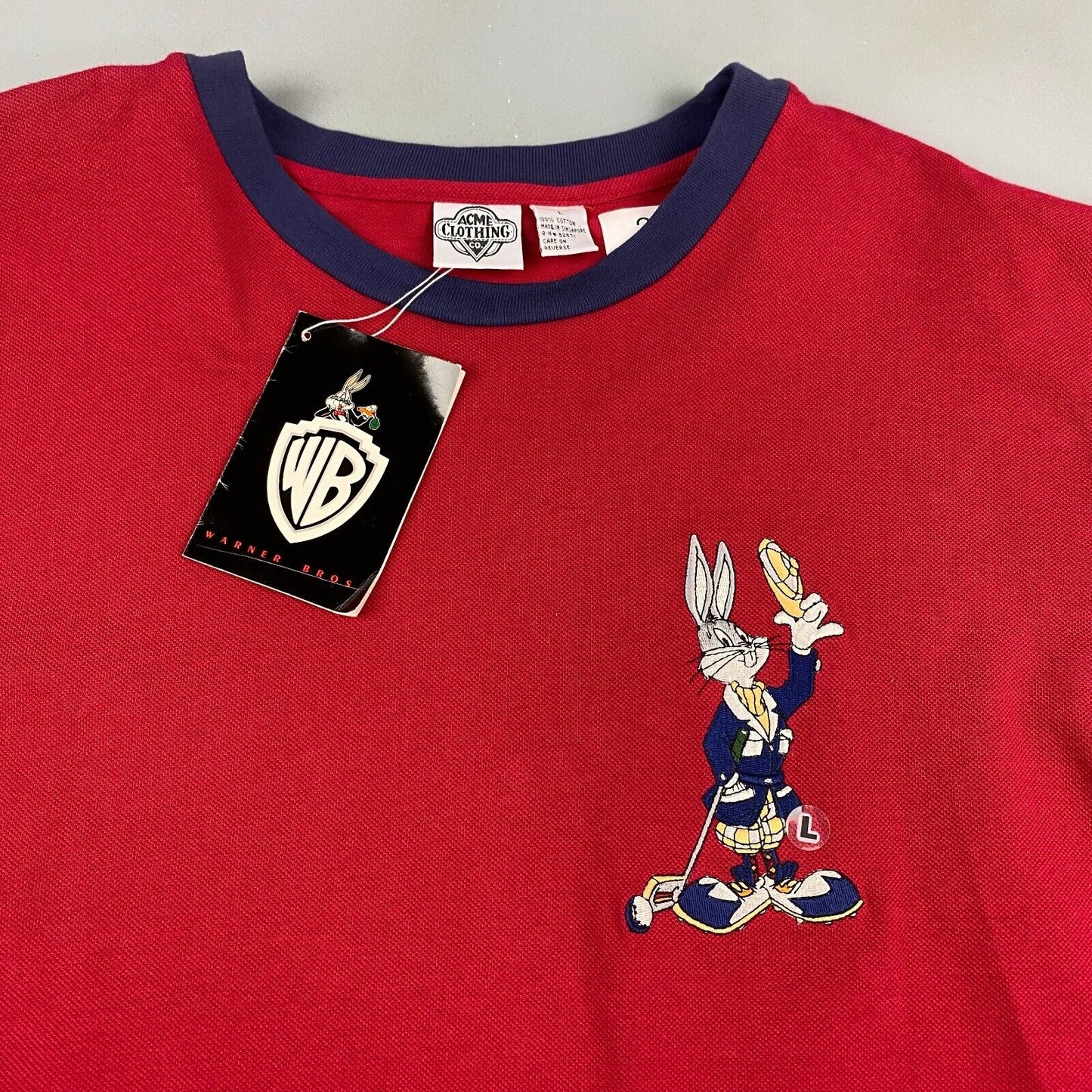 VINTAGE 90s Bugs Bunny Golf Warner Bros Looney Tunes T-Shirt NWT sz Large Men