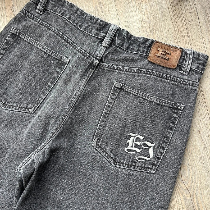 VINTAGE | Exhaust Faded Thrahed Black Baggy Denim Pants sz W34 L30