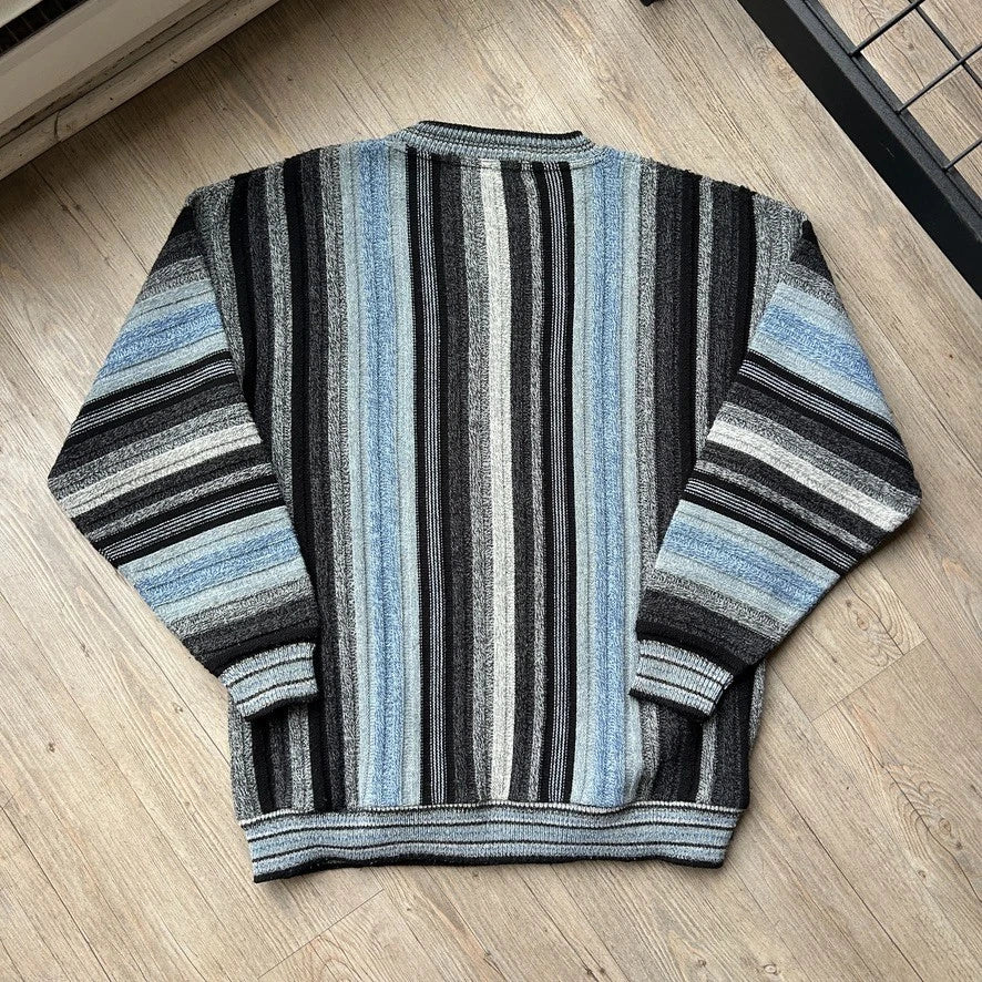 VINTAGE 90s | Protege Vertical Striped Gradient Knit Sweater sz L/XL
