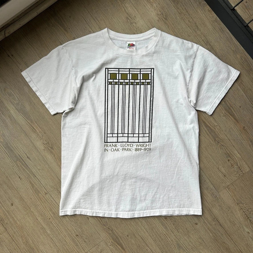 VINTAGE | Frank Lloyd Wright Playroom Art Glass Design T-Shirt sz L
