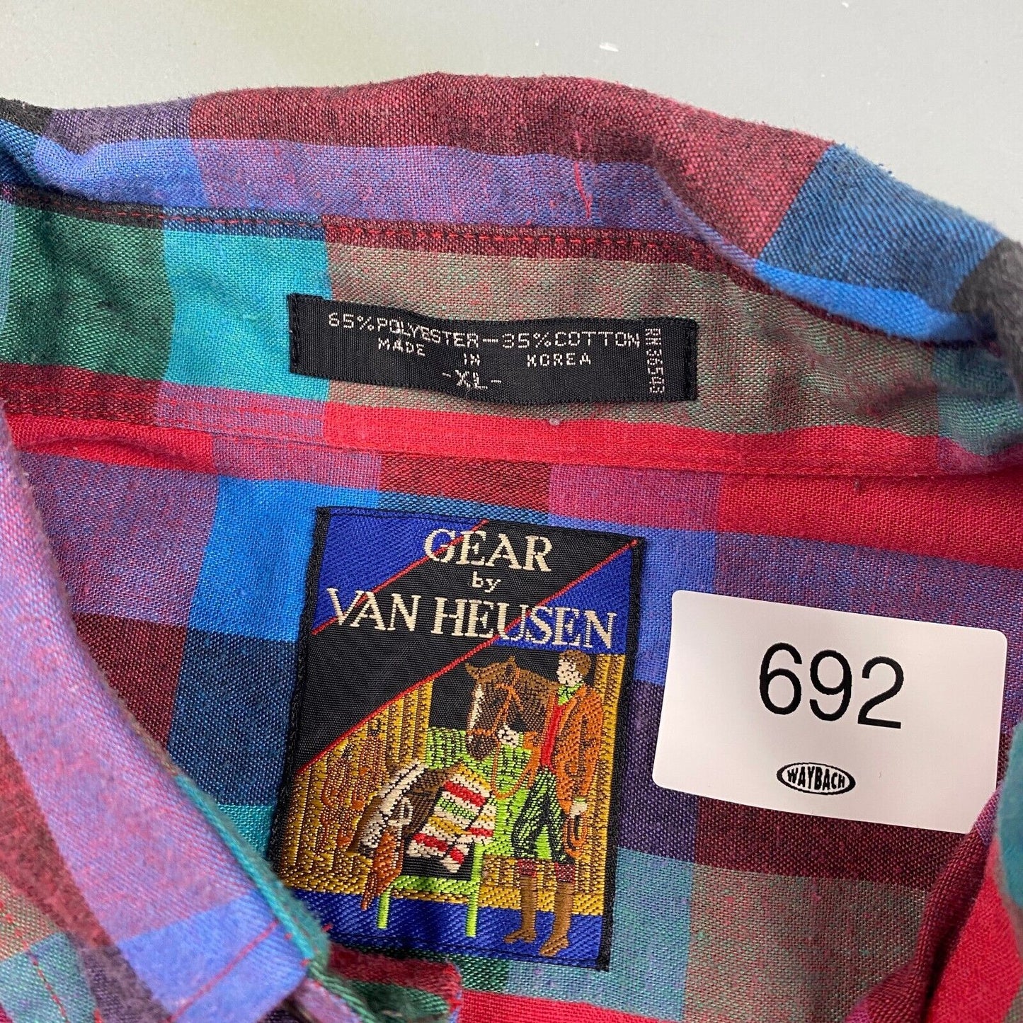 VINTAGE Van Heusen Striped Cotton Blend Button Up Shirt sz XL Men