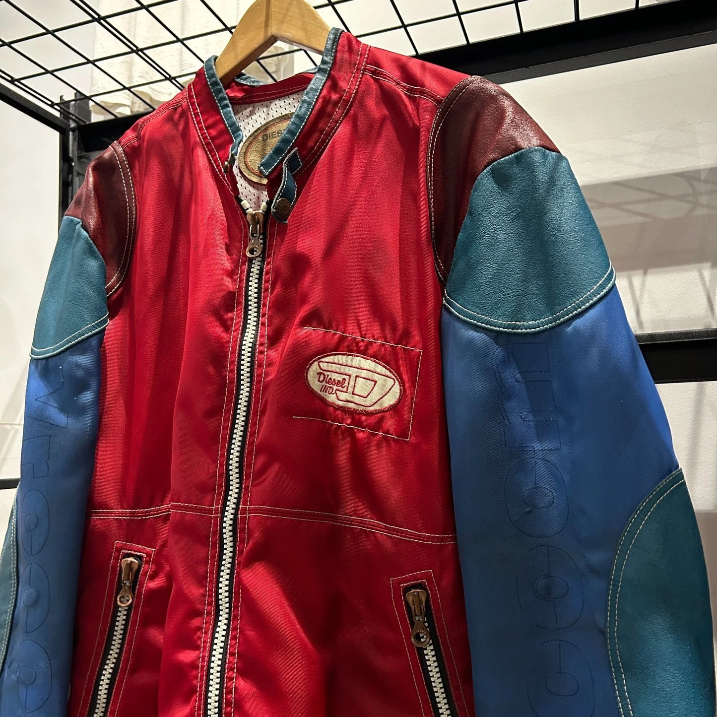 VINTAGE 90s | DIESEL Vrooom Cafe Racer Thrashed Nylon Bomber Jacket sz XL