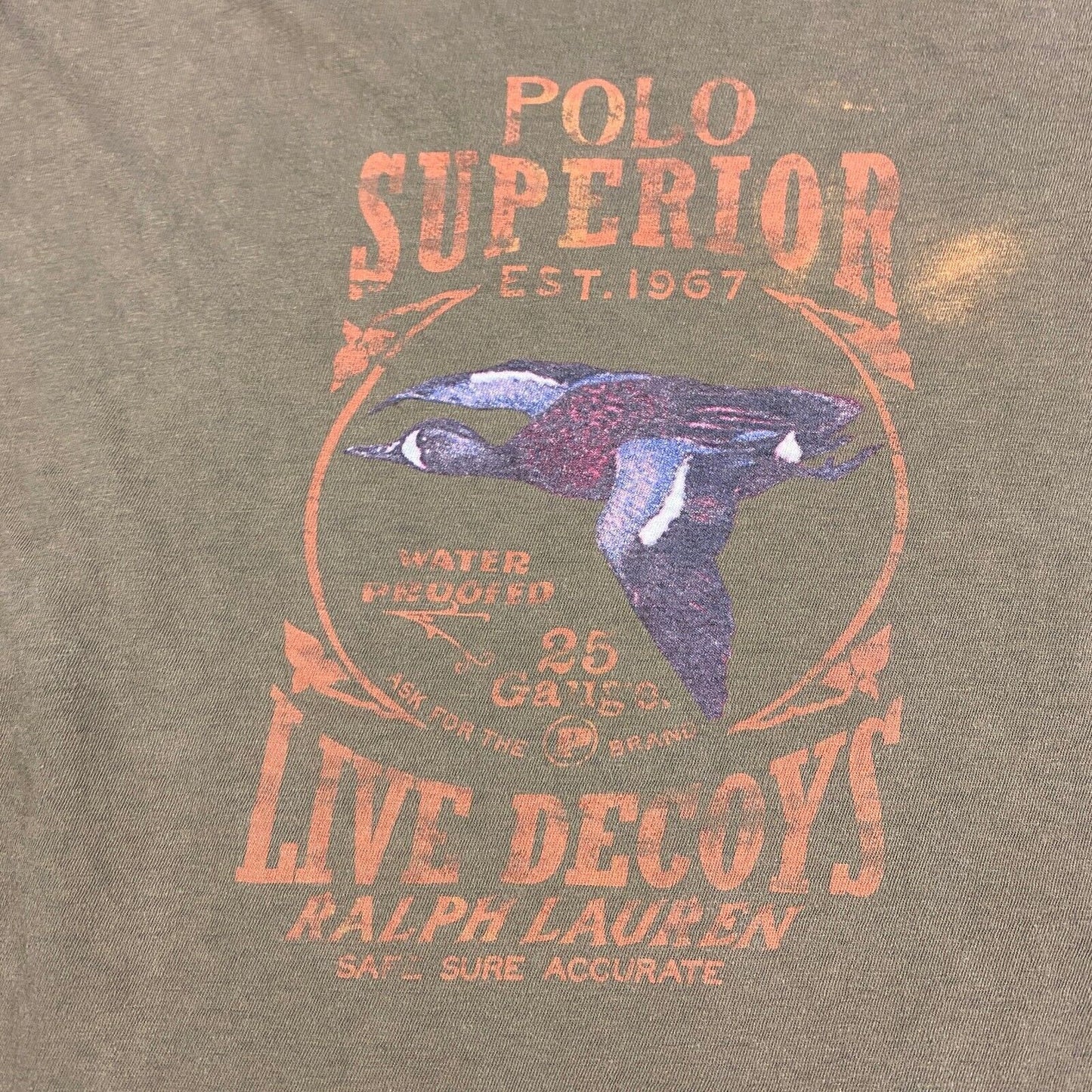 VINTAGE Ralph Lauren POLO Superior Sportsmen Brown T-Shirt sz Large Adult