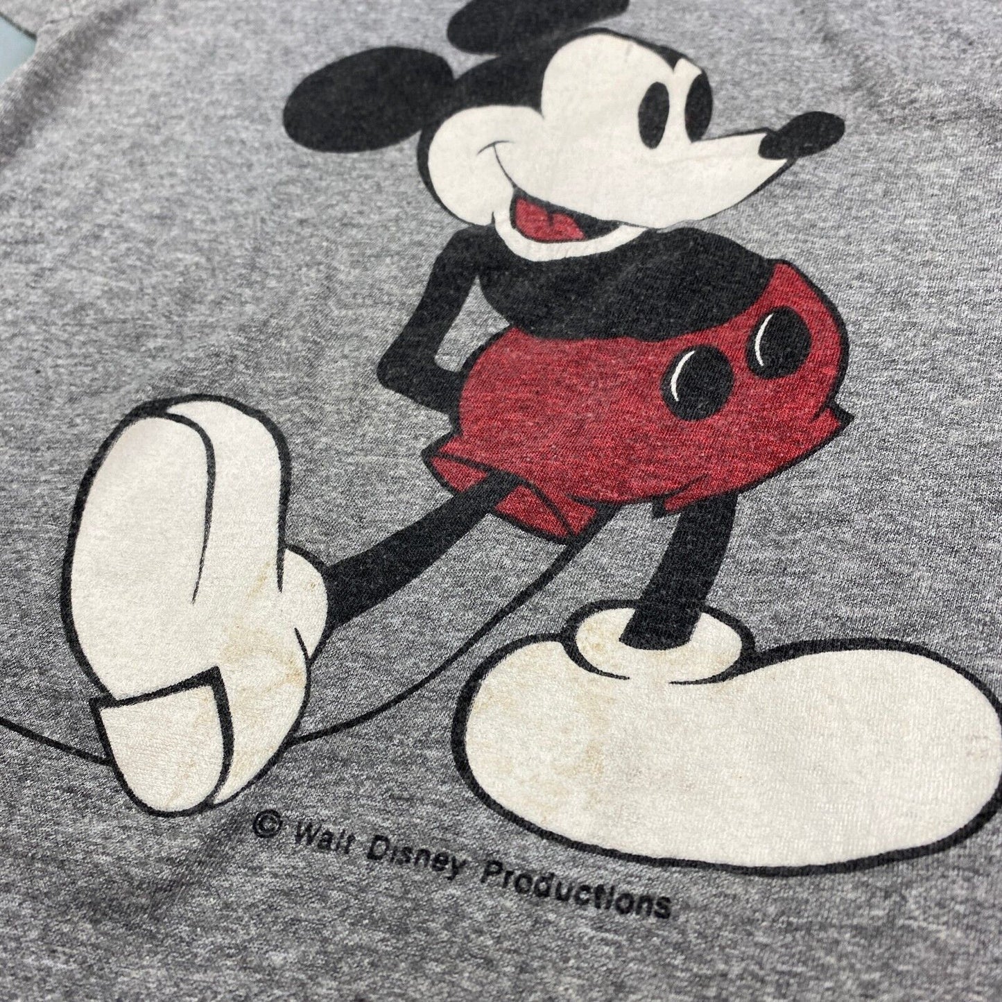 VINTAGE 90s Mickey Mouse Cartoon Grey Ringer T-Shirt sz XS Men Adult