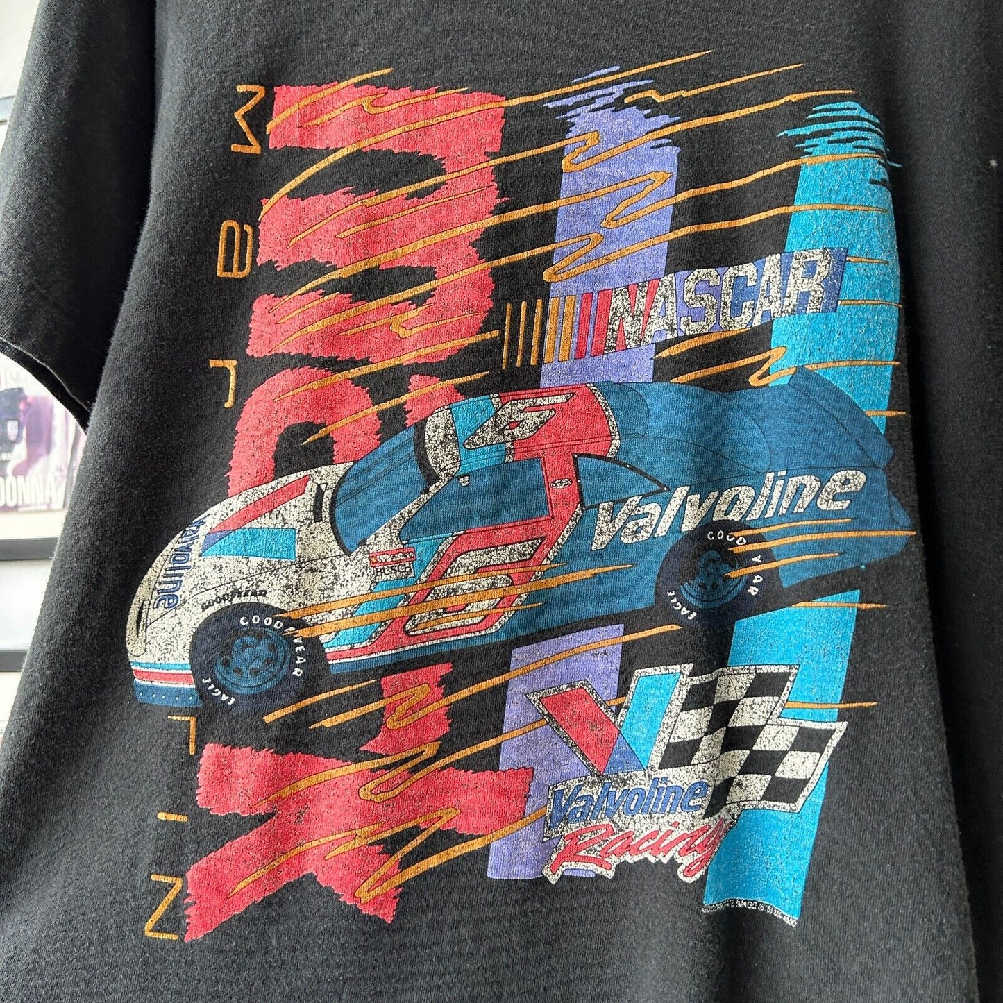 VINTAGE 90s | NASCAR VALVOLINE Racing Black T-Shirt sz L Adult