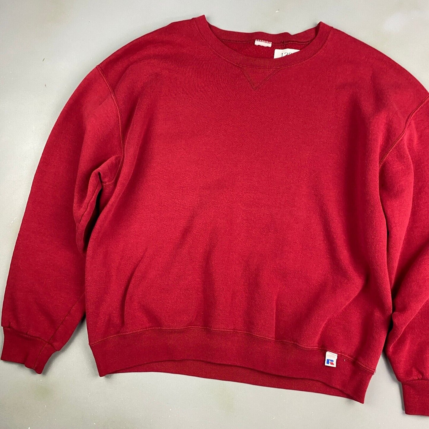 VINTAGE Russell Athletic Blank Red Crewneck Sweater sz Large Adult