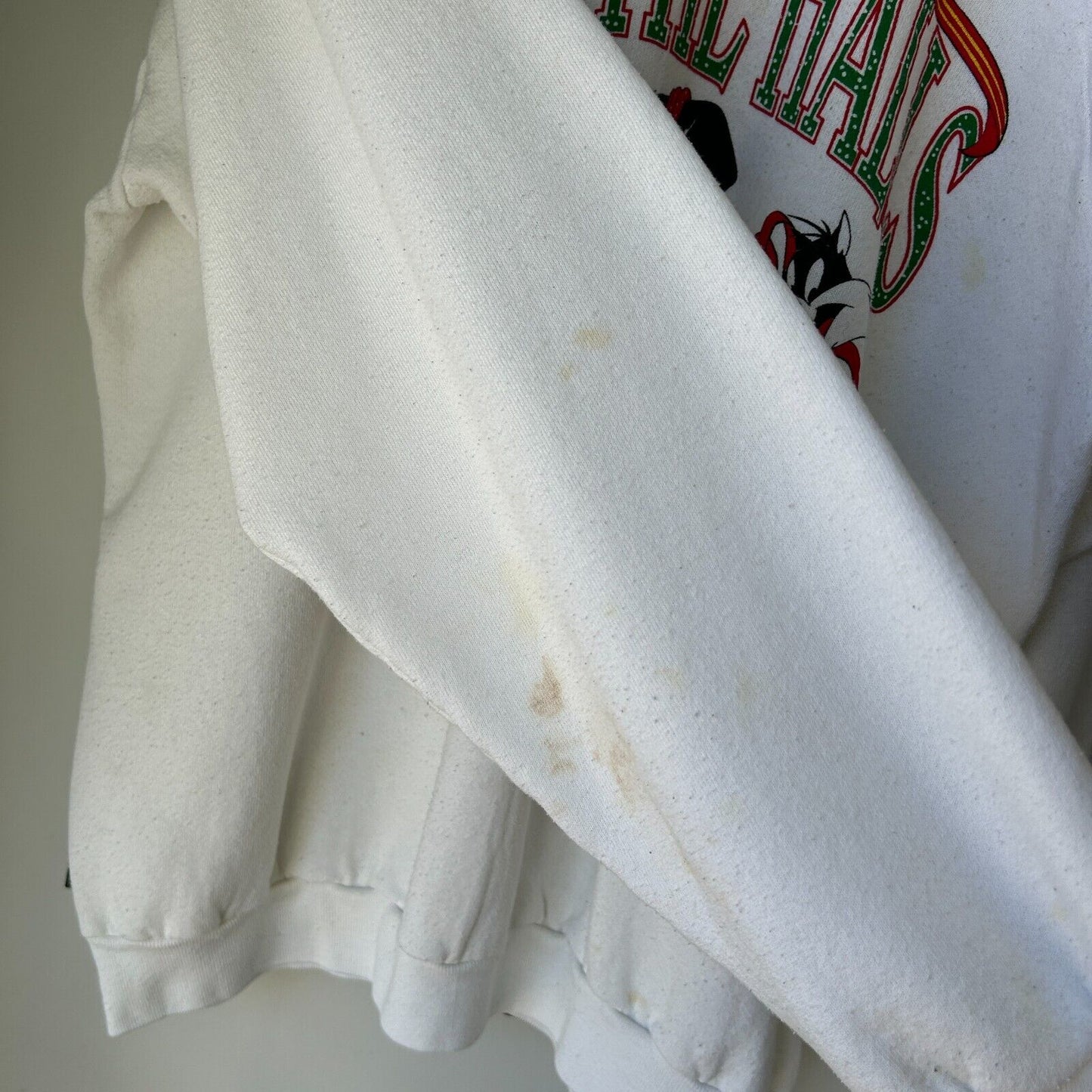 VINTAGE 90s | Duck The Halls Warner Bros Cartoon Crew Sweater sz L Adult