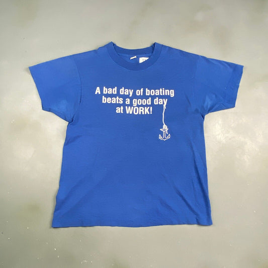 VINTAGE 90s A Bad Day Of Boating Beats A Good Day Of Work T-Shirt sz M Men Adult