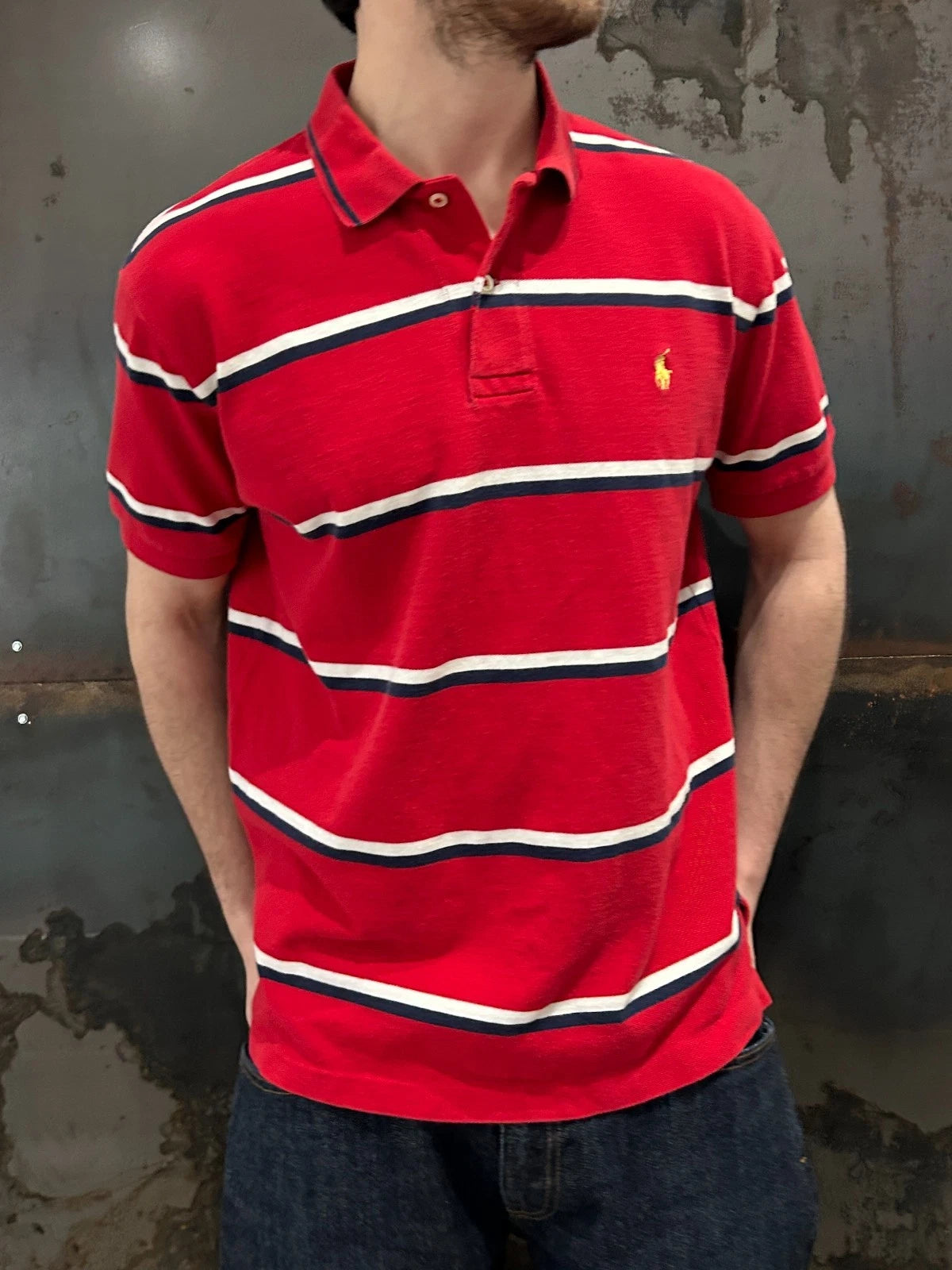 VINTAGE Y2k | Ralph Lauren Sm Pony Nautical Striped Polo Shirt sz L