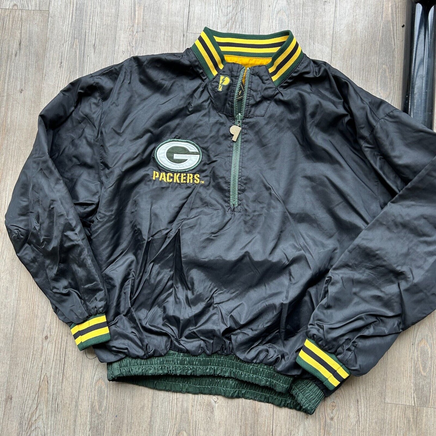 VINTAGE 90s | Pro Player Green Bay Packers 1/4 Zip Reversible Jacket sz L Adult