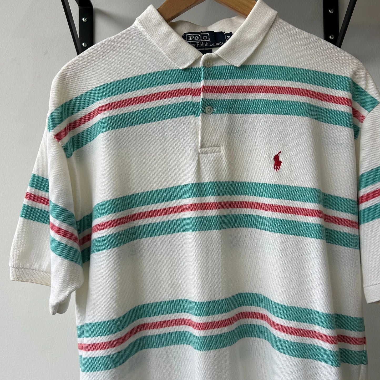 VINTAGE 90s | Ralph Lauren Sm Pony Candy Striped Polo Shirt sz XL