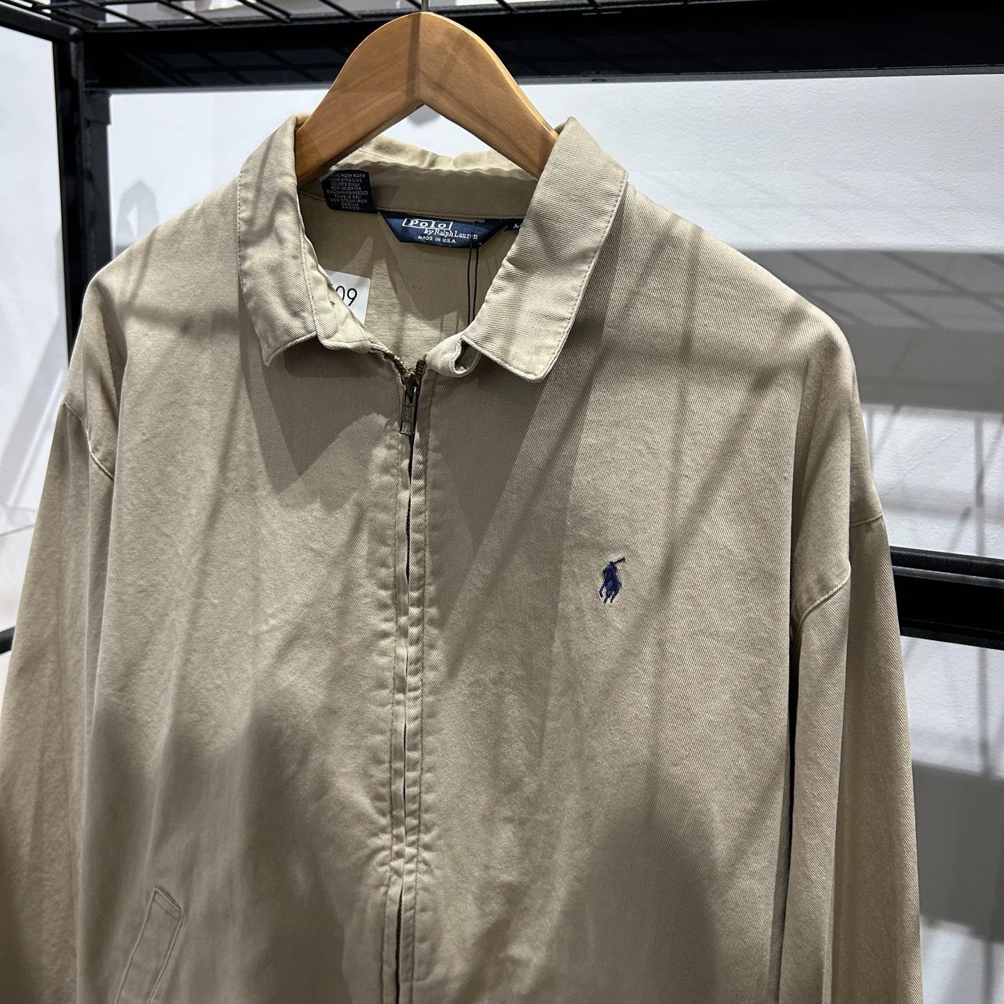 VINTAGE 90s | Polo by Ralph Lauren Cotton Canvas Khaki Harrington Jacket sz M