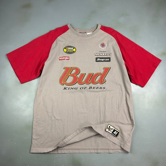 VINTAGE | BUD King Of Beers Sponsors Nascar #8 Two Tone T-Shirt sz XL Men Adult