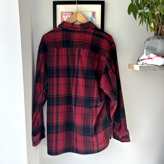 VINTAGE | 1990s Dickies Buffalo Plaid Zip Up Flannel Shirt sz L