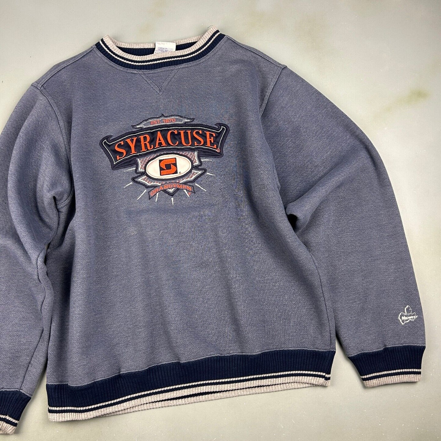 VINTAGE 90s | Syracuse Orangemen Midwest Embroidered Crewneck Sweater sz M Adult