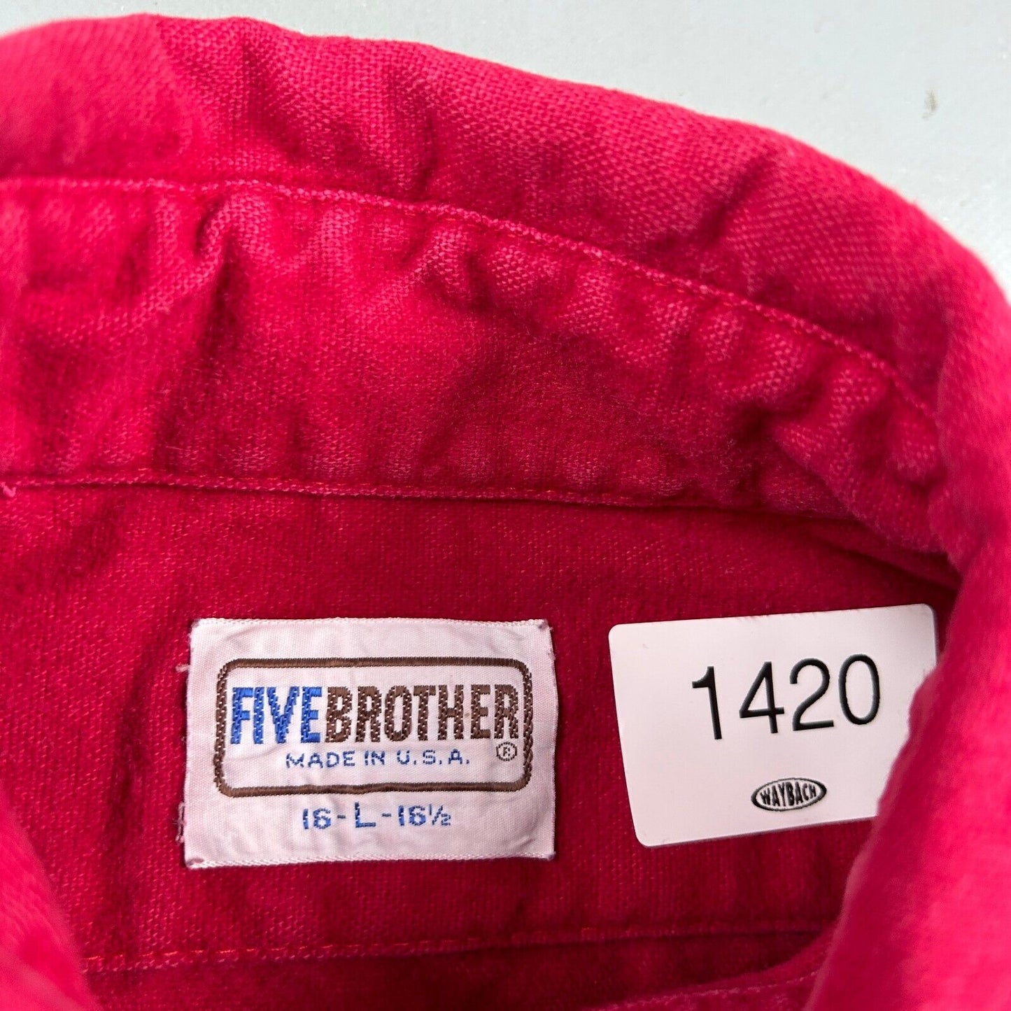 VINTAGE 90s Five Brother Red Chamois Cloth Button Up Shirt sz Large Adult