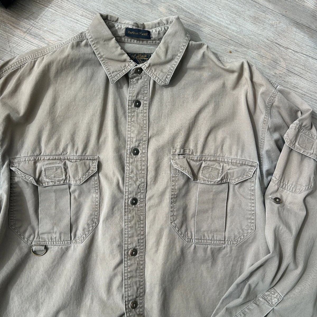 VINTAGE 90s | Eddie Bauer Rufton Twill Multi Pocket Button Down Shirt sz L