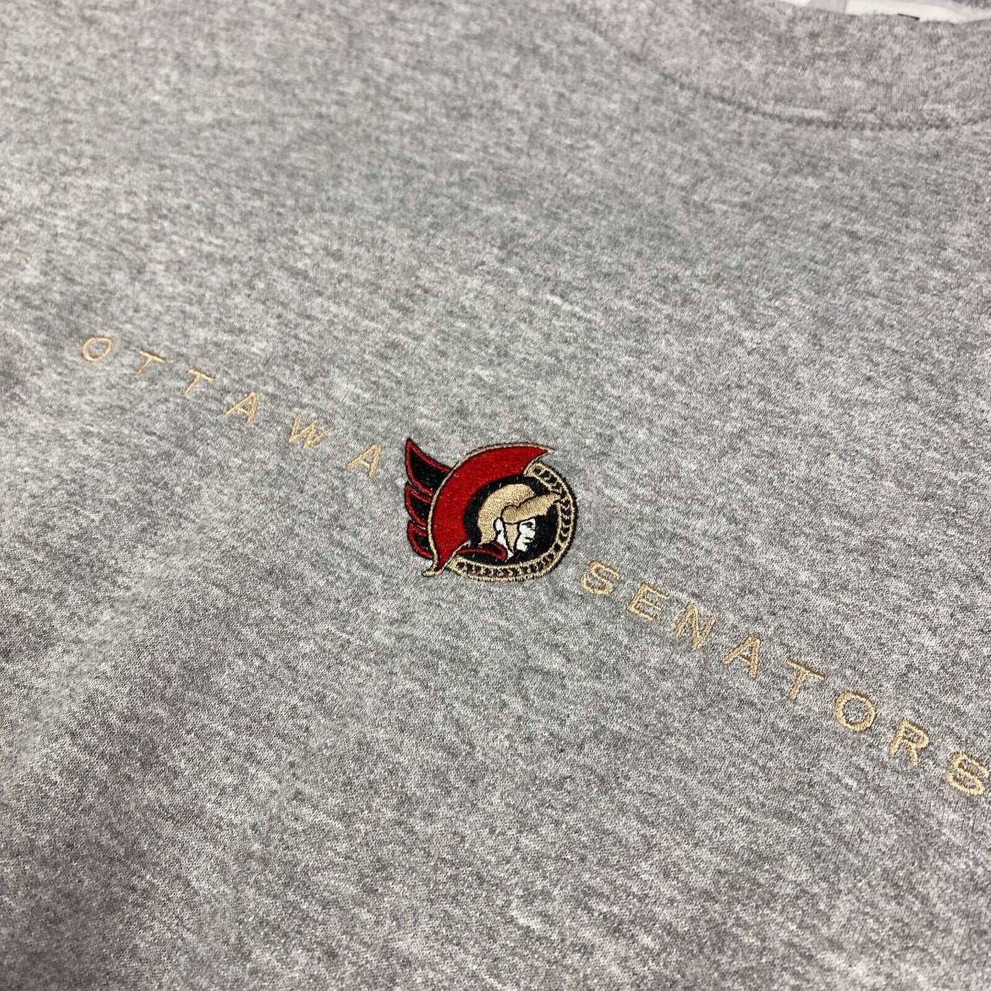 VINTAGE NHL Ottawa Senators Embroidered Grey Crewneck Sweater sz L Mens Adult