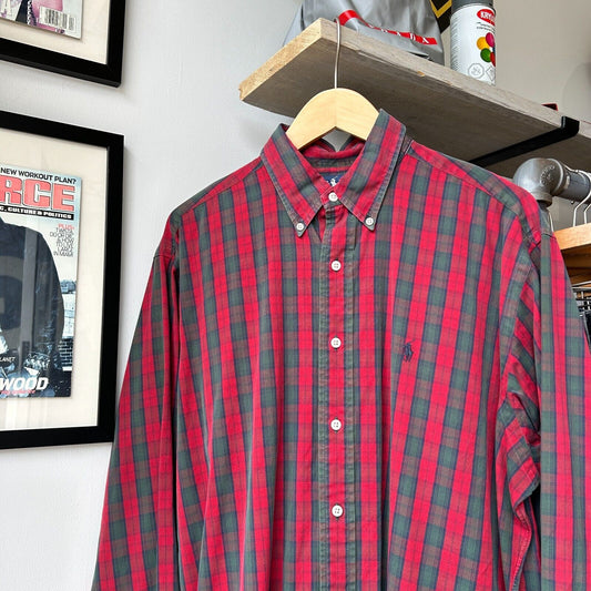VINTAGE | Ralph Lauren Plaid Sm Pony Button Down Shirt sz XL