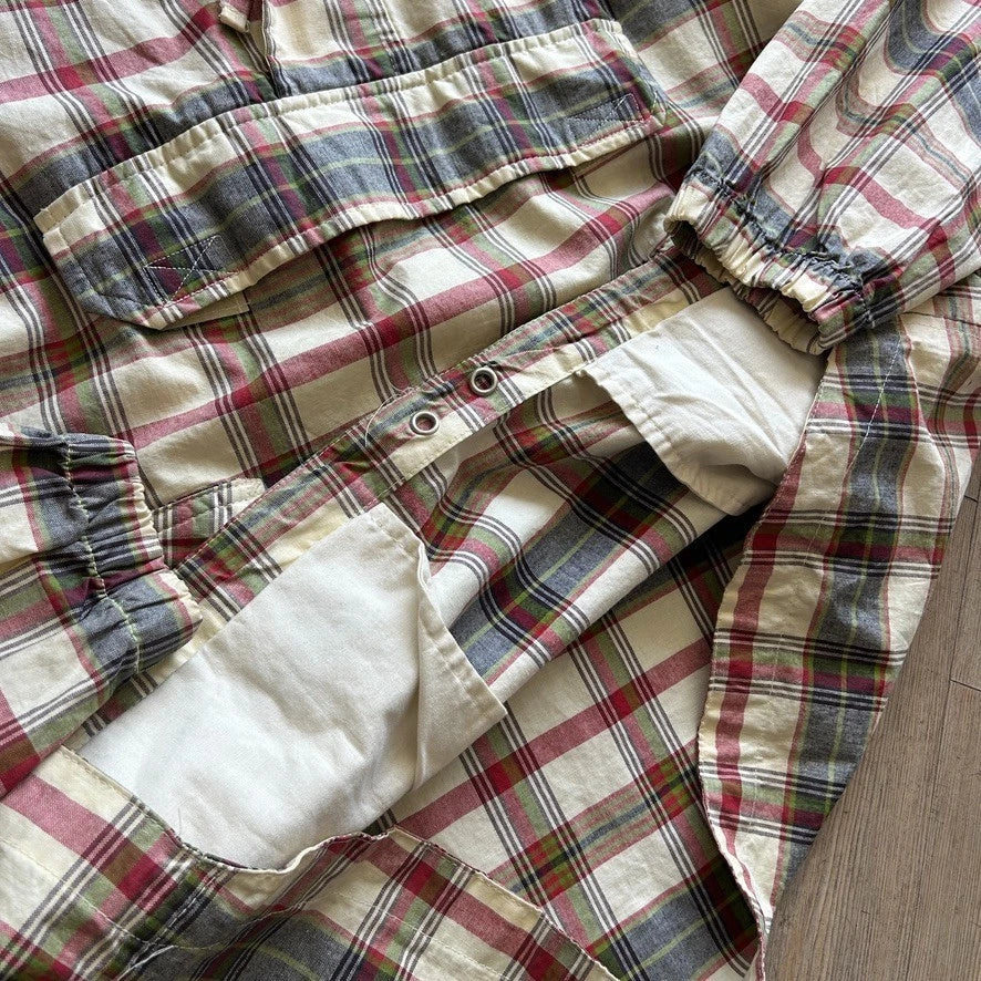 VINTAGE 90s | GAP Plaid Cotton Canvas 1/4 Zip Anorak Jacket sz S/M