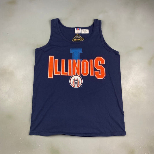 VINTAGE 90s Illinois University Sleeveless Tank T-Shirt sz XL Men Adult