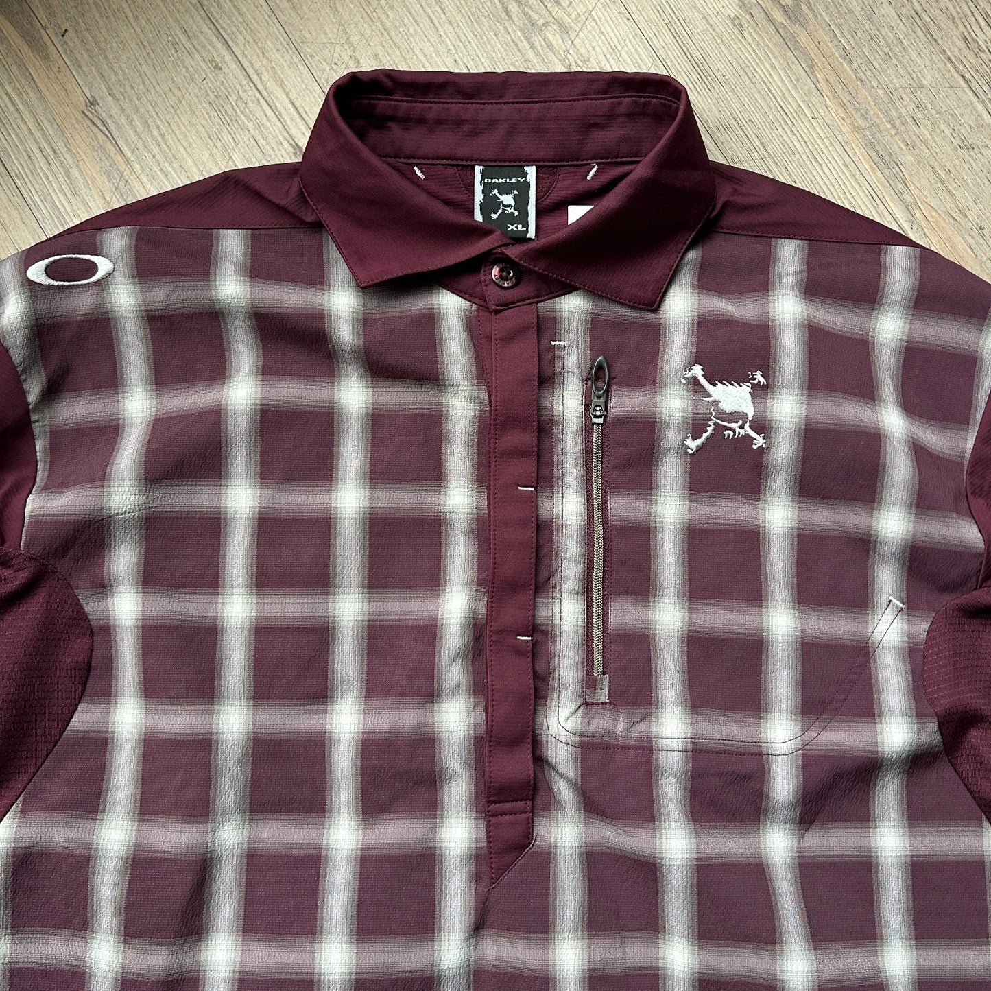 OAKLEY | Shadow Plaid 1/2 Button Down Golf Polo Shirt sz L
