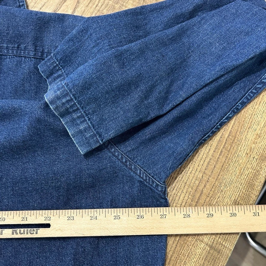 VINTAGE | Polo Sport Ralph Lauren Denim 1/4 Button Down Shirt sz XL