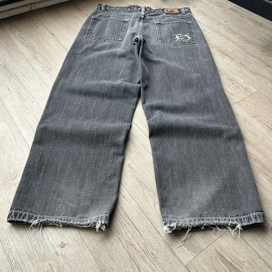 VINTAGE | Exhaust Faded Thrahed Black Baggy Denim Pants sz W34 L30