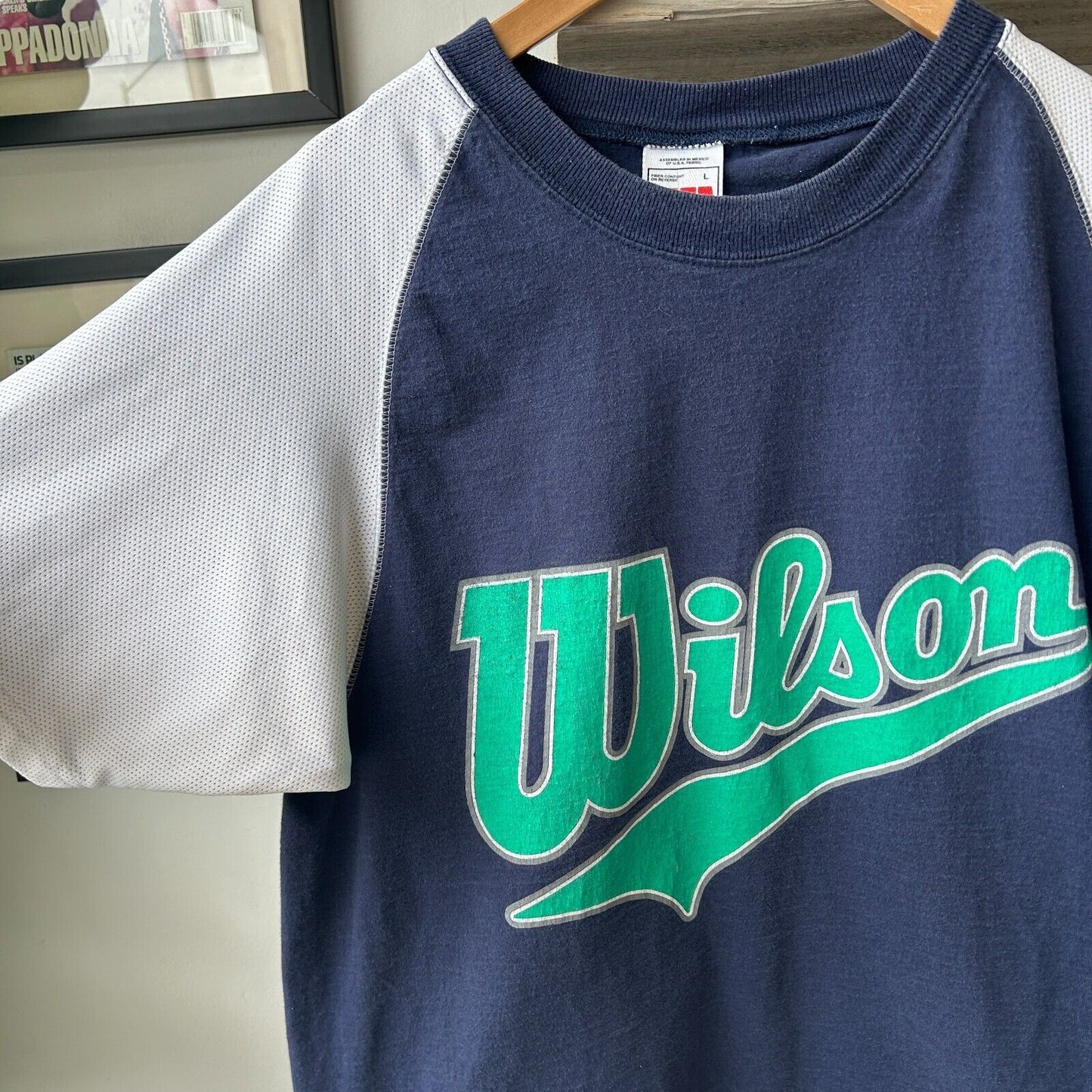 VINTAGE | WILSON Sporting Good Tennis Jersey Sleeve T-Shirt sz L Adult