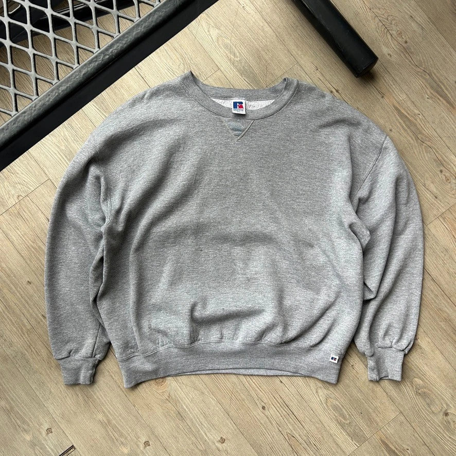 VINTAGE 90s | Russell Athletic Blank Grey Crewneck Sweater sz XXL