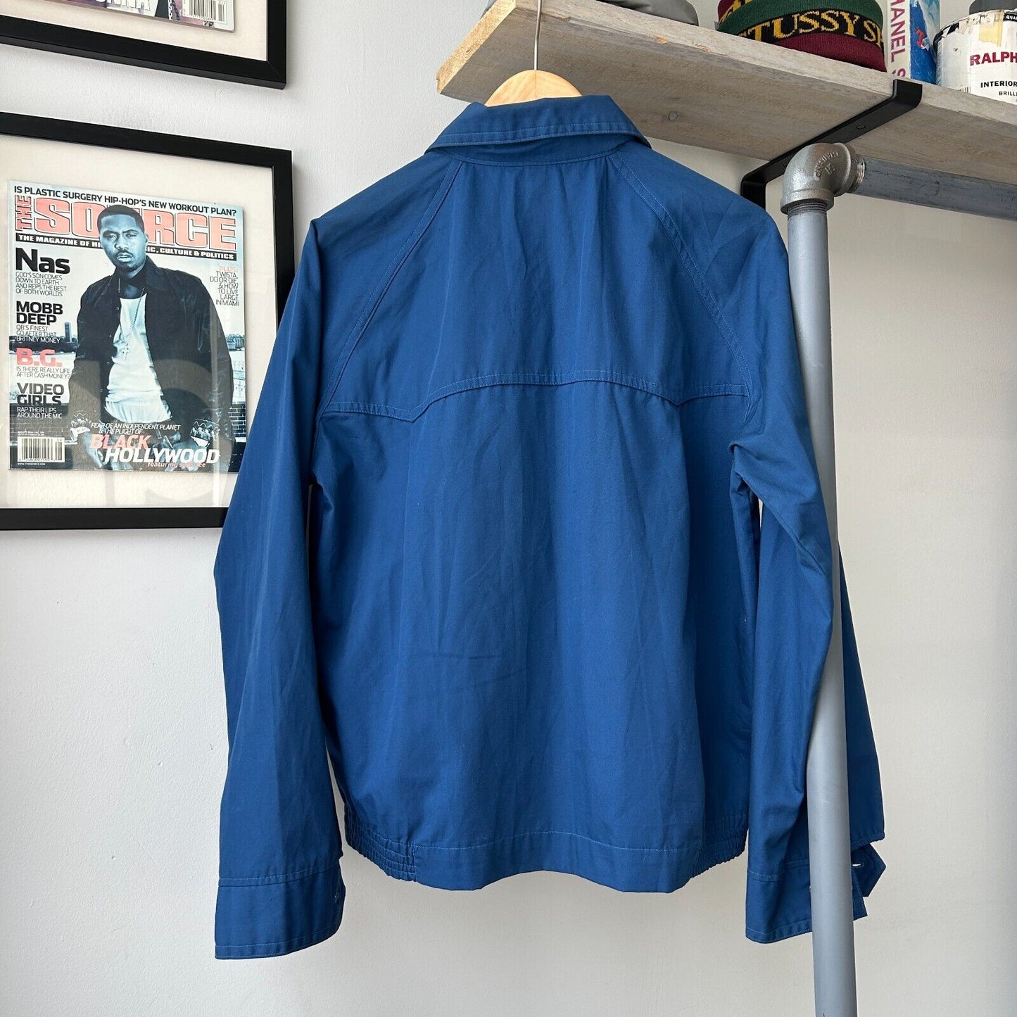 VINTAGE 90s | Blank Blue Zip Up Club Jacket sz M