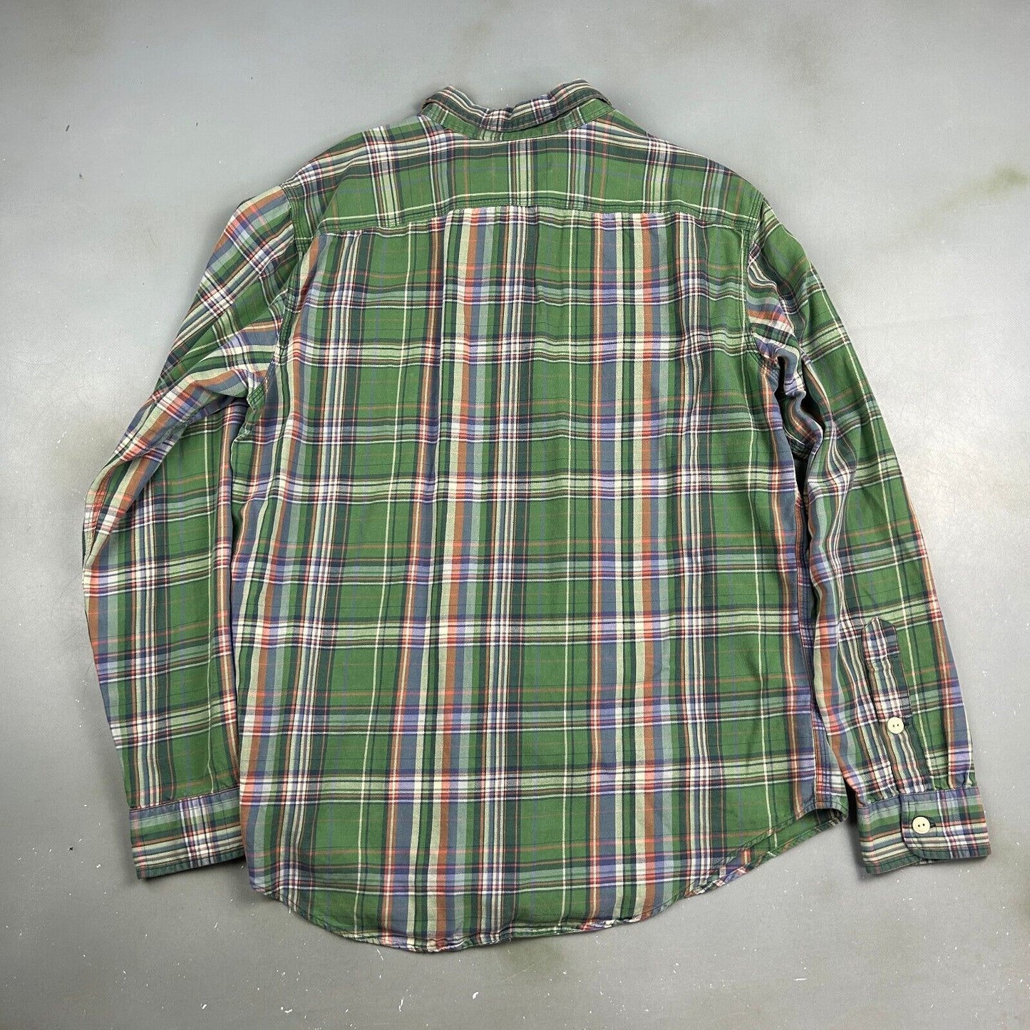 VINTAGE Ralph Lauren Polo Green Striped Button Up Shirt sz Large Adult